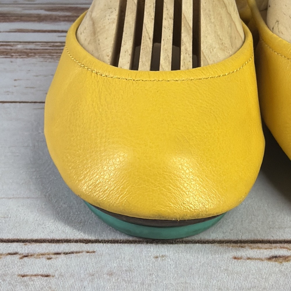 Tieks by Gavrieli Mustard Yellow Leather Ballet Flats Slip On Womens Size 8 Used - Picture 3 of 11